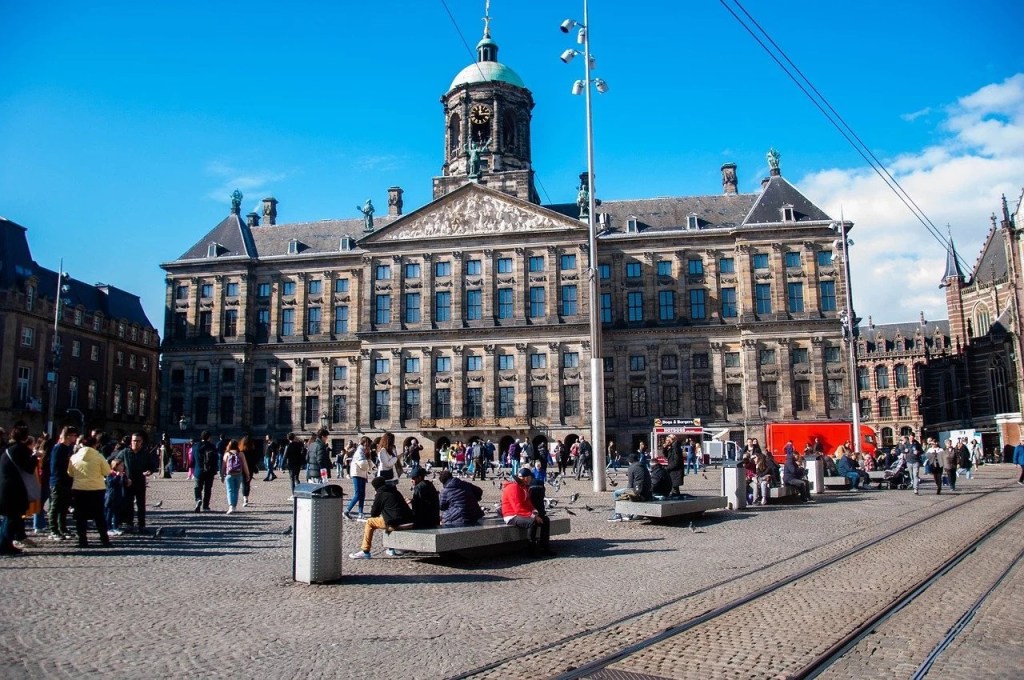 Dam square in Amsterdam, the Netherlands.