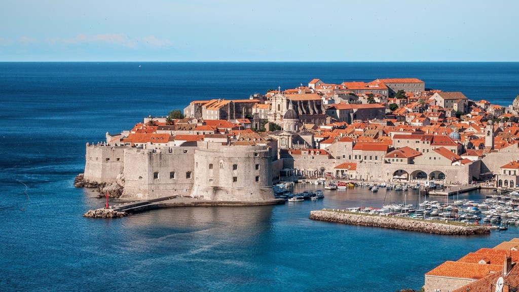 The old city harbor in Dubrovnik in Croatia.