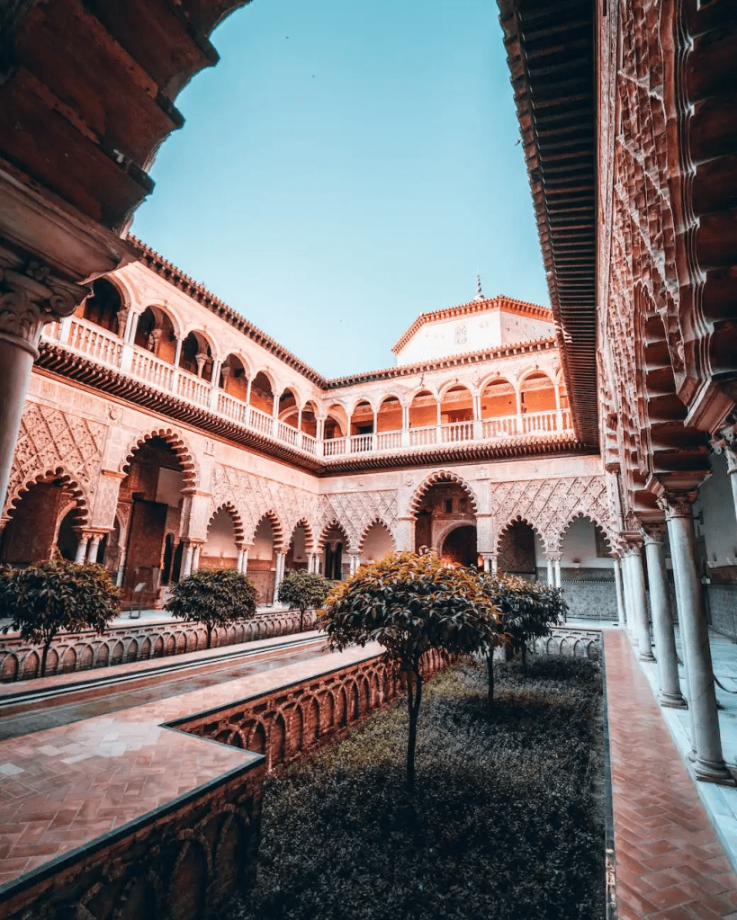 The royal palace Real Alcázar in Seville, Spain.